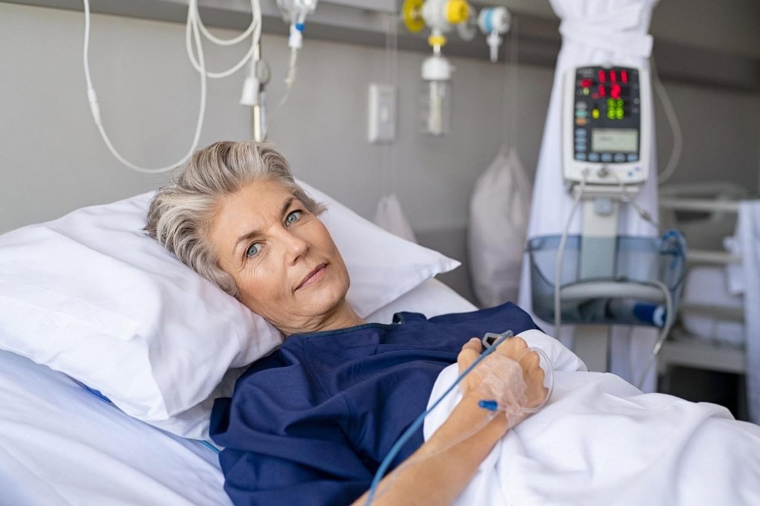 Patient resting during recovery after laparoscopic digestive surgery in a UAE hospital